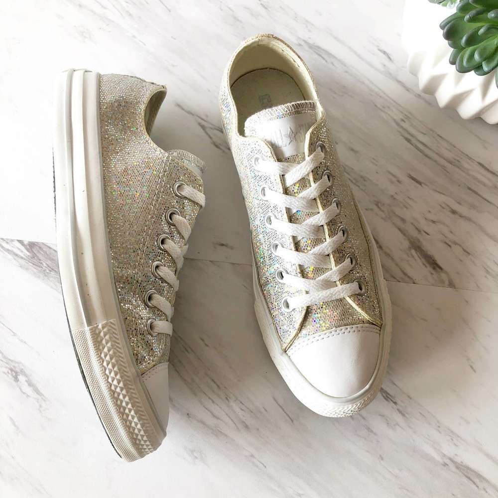 Converse CT Glitter Ox Silver All Star Sneakers 8